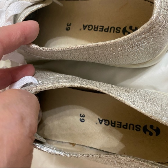 Superga Women's Shimmering Silver Platform Sneakers, EU 39/US 8 - Picture 11 of 12